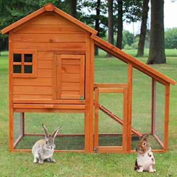 zooprinz erstklassiger Kaninchenstall Landhaus erstklassigem massiven Holz ideal für draußen - Besonders einfach und schnell zu reinigen - Kleintierstall mit umweltfreundlicher Farbe gestrichen - 1